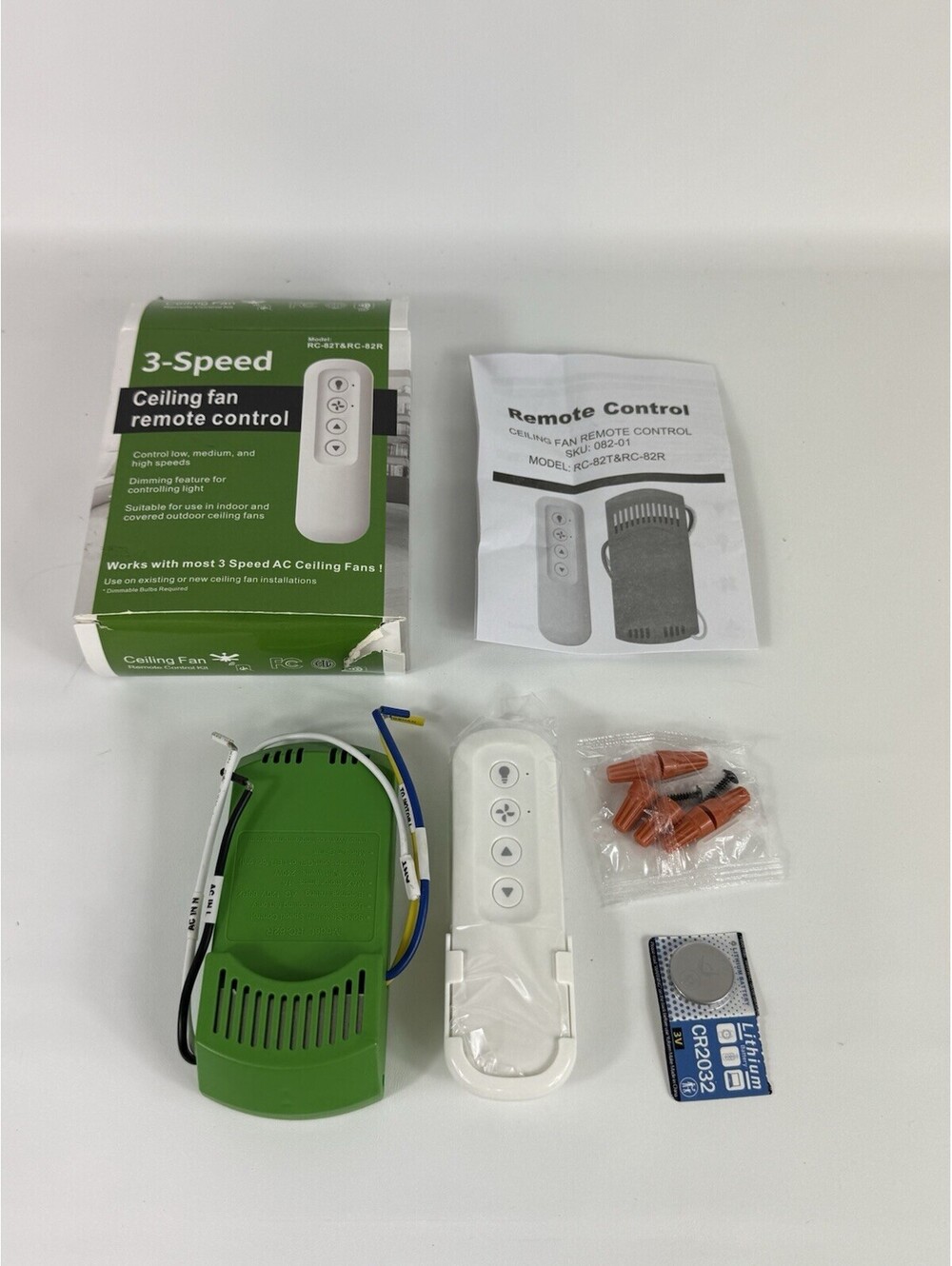 RC-82T RC-82R 3-Speed Ceiling Fan Remote Control - Low, Medium & High Speeds